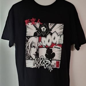 Black comic graphic T-shirt